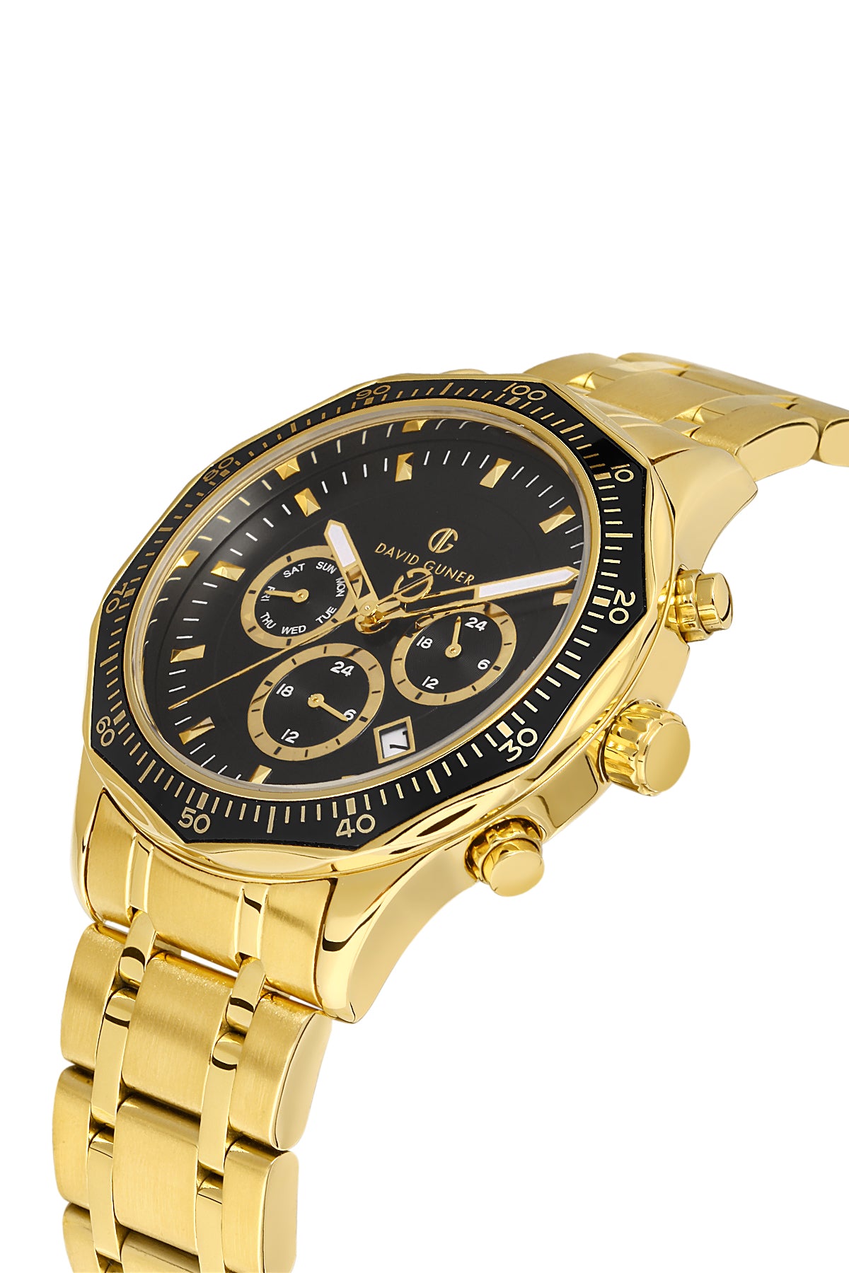 DAVID GUNER SARI KAPLAMALI SİYAH KADRANLI ERKEK KOL SAATİ DG-8419GA-B2
