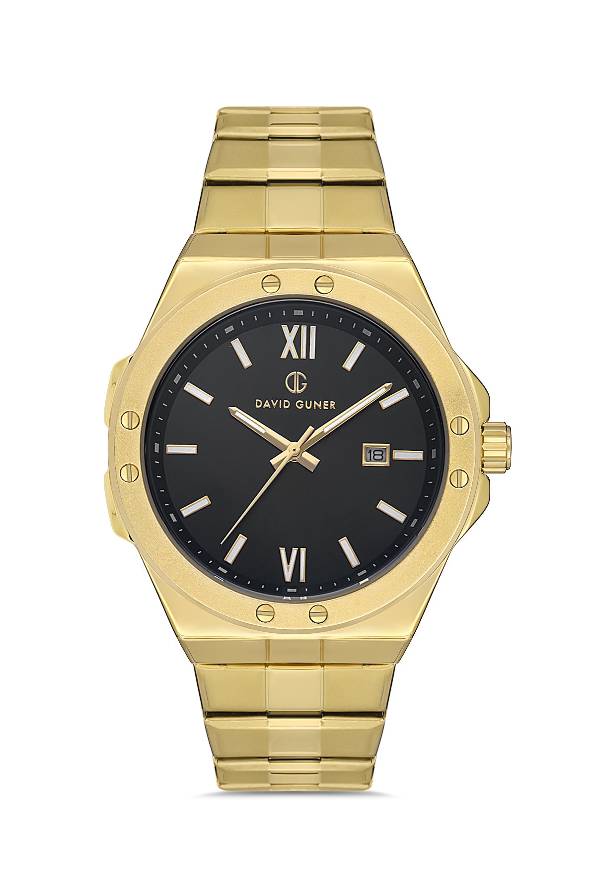 DAVID GUNER SARI KAPLAMALI SİYAH KADRANLI ERKEK KOL SAATİ DG-8608GA-B2