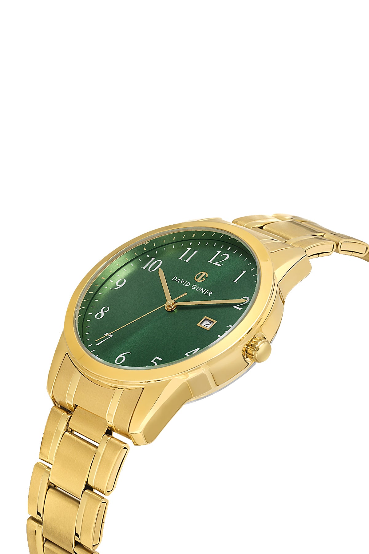 DAVID GUNER Sarı Kaplama Yeşil Kadranlı Takvimli Erkek Kol Saati