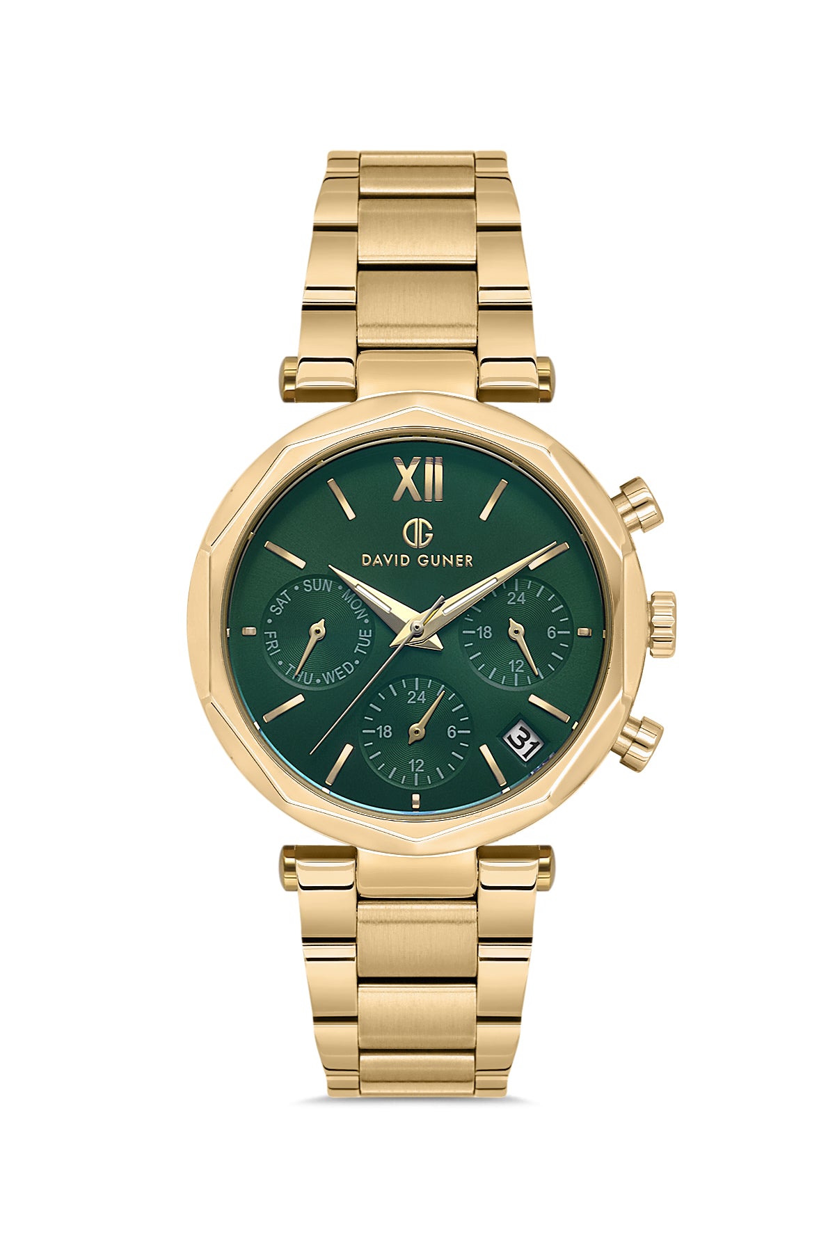 DAVID GUNER SARI KAPLAMALI YEŞİL KADRANLI KADIN KOL SAATİ - DG-8694LA-B10
