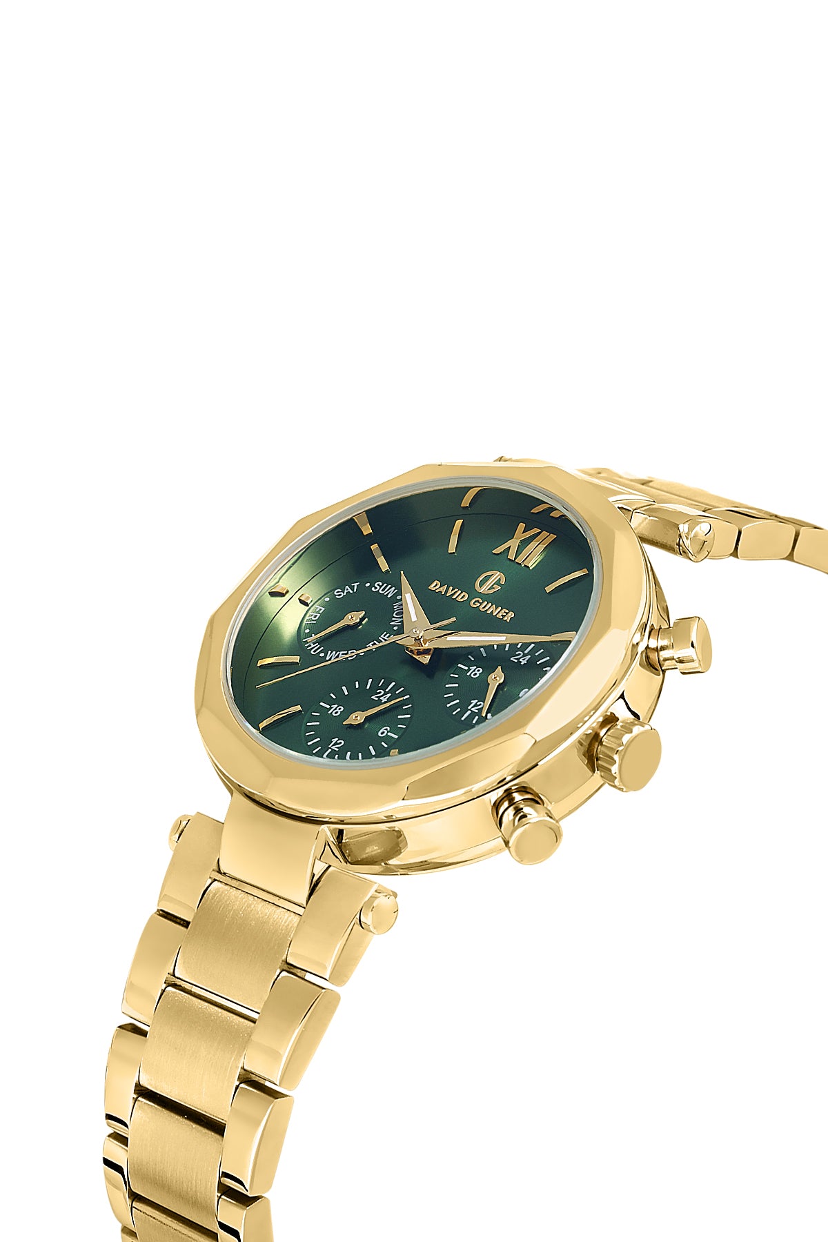 DAVID GUNER SARI KAPLAMALI YEŞİL KADRANLI KADIN KOL SAATİ - DG-8694LA-B10