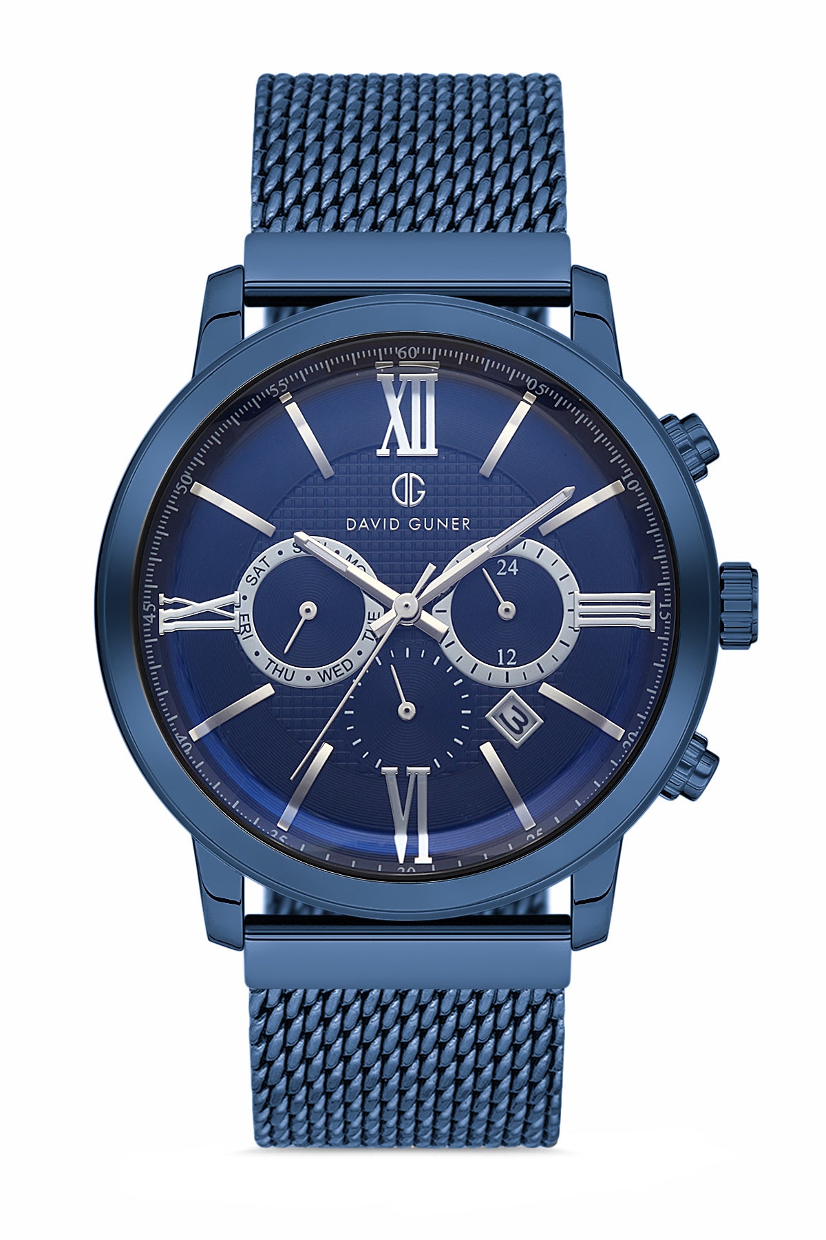 Davıd Guner Black Dial Men's Watch with Steel Knitted Band