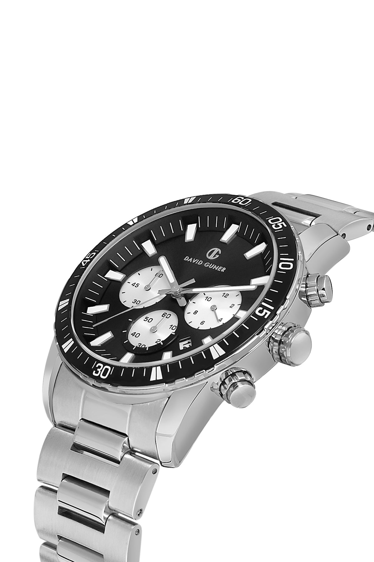 DAVID GUNER Siyah Kadranlı Gümüş Kaplamalı Erkek Kol Saati - DG-8529GA-A2