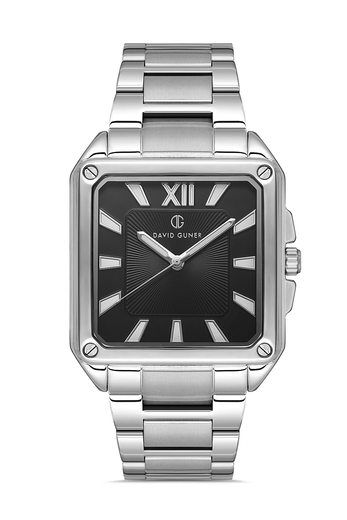 DAVID GUNER Siyah Kadranlı Gümüş Kaplamalı Erkek Kol Saati - DG-8668GA-A2