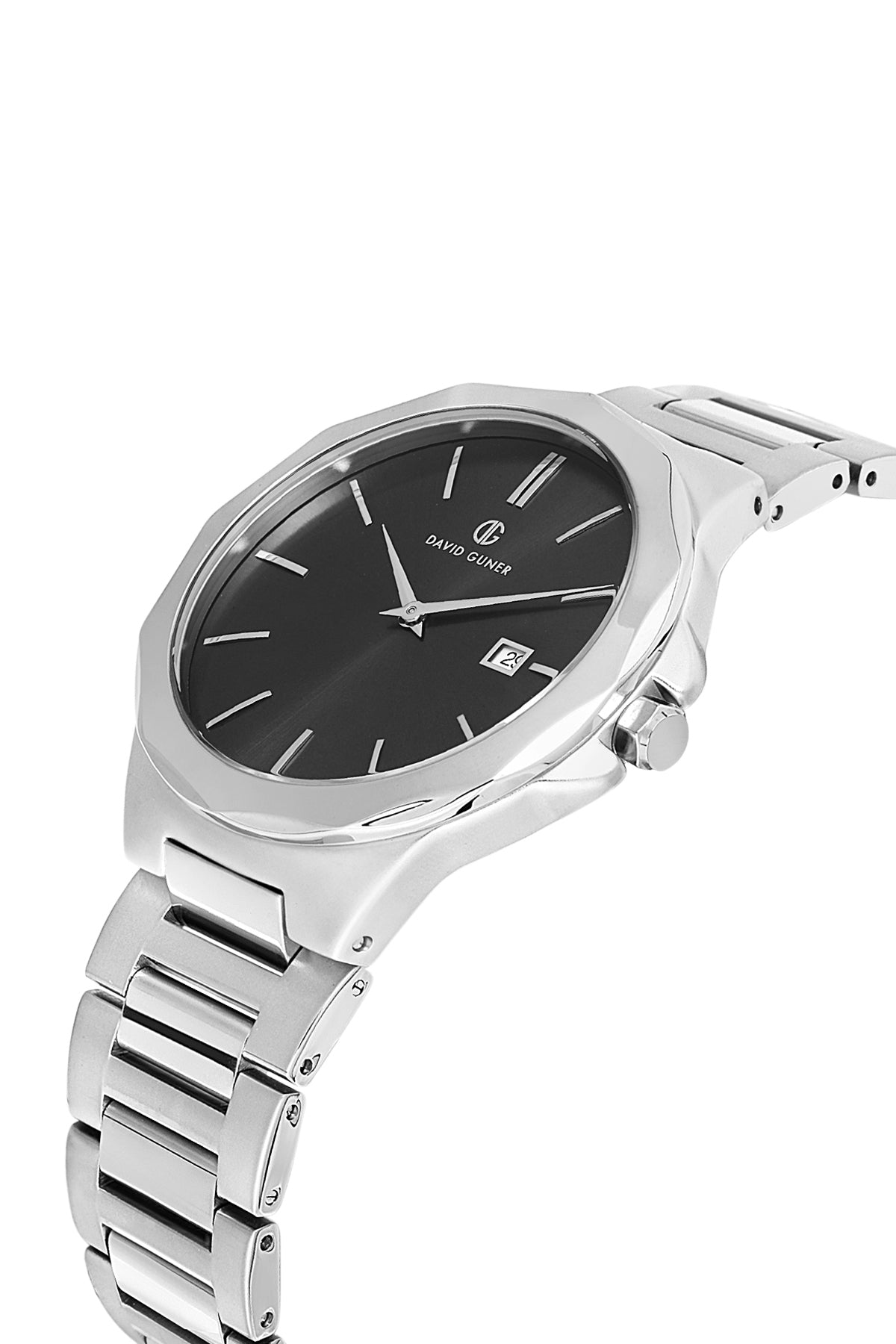 DAVID GUNER Black Dial Silver Plating Men's Watch