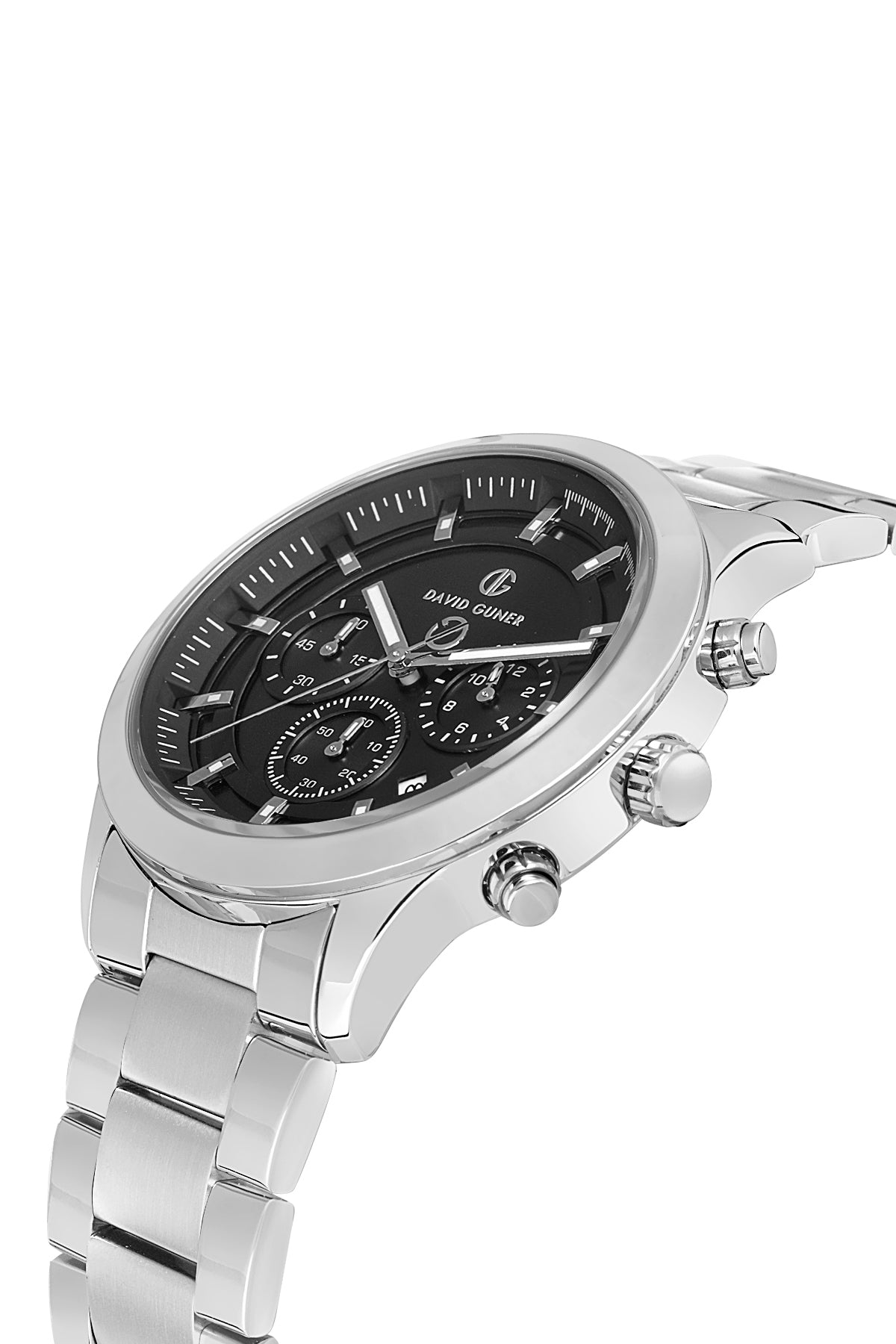 DAVID GUNER Siyah Kadranlı Gümüş Kaplamalı Erkek Kol Saati - DG-8673GA-A2
