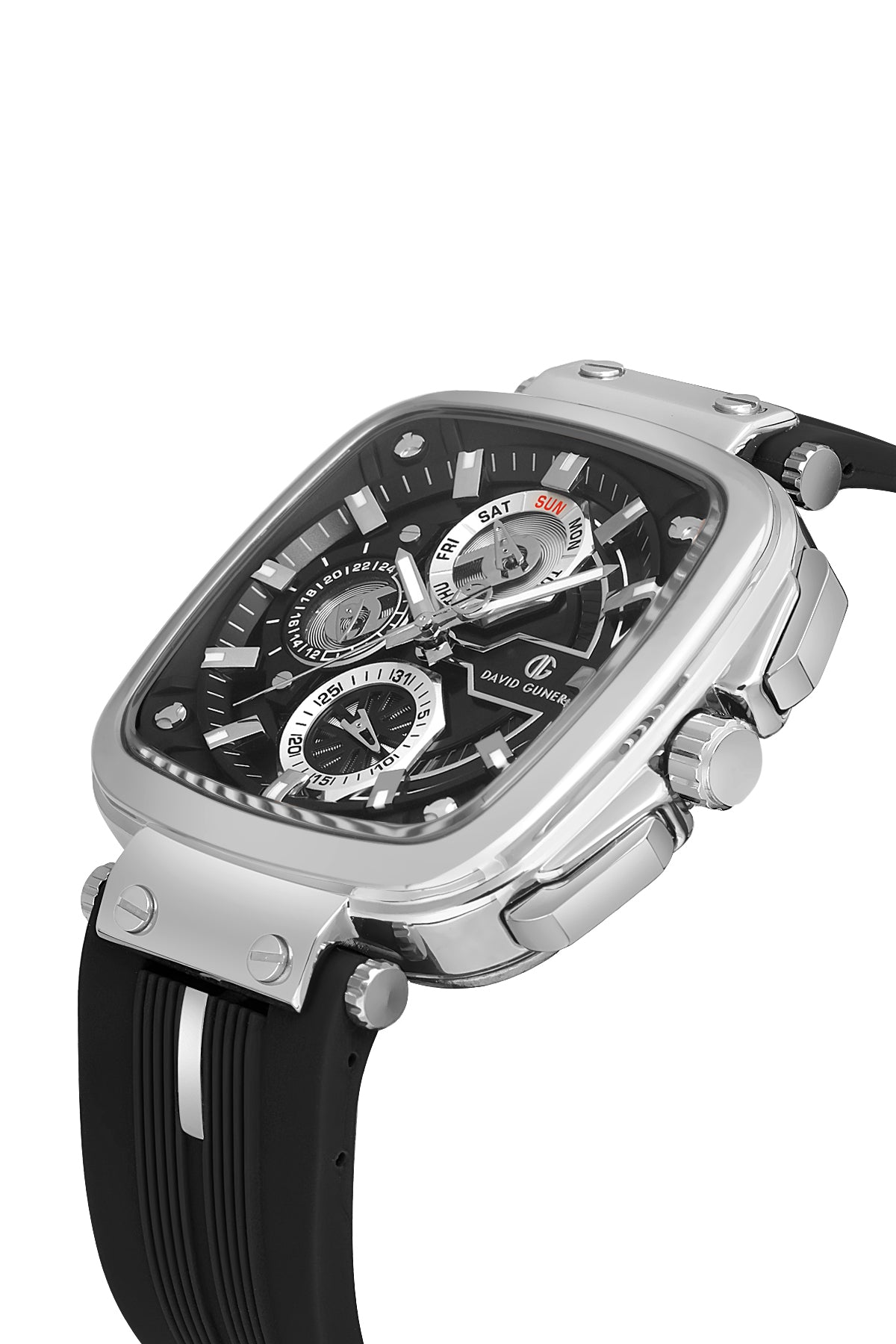 DAVID GUNER Siyah Kadranlı Gümüş Kaplamalı Kare Erkek Kol Saati - DG-8500GD-J2