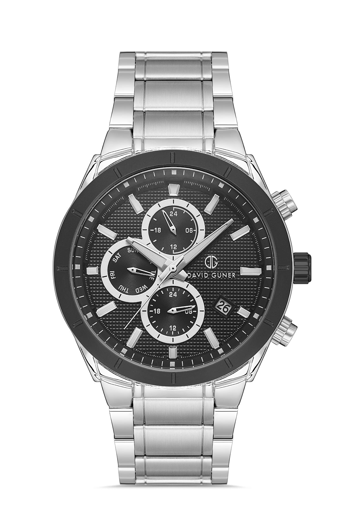DAVID GUNER Siyah Kadranlı Gümüş Siyah Kaplamalı Erkek Kol Saati - DG-8645GA-J2