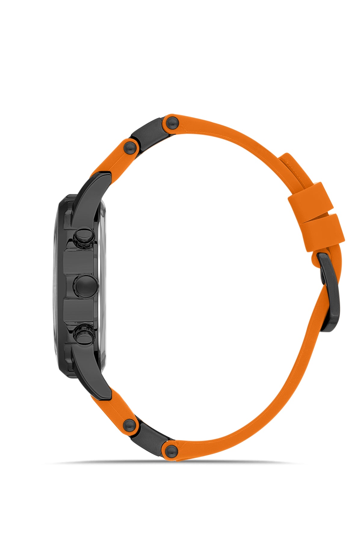 DAVID GUNER Siyah Kadranlı Gunmetal Detaylı Turuncu Silikon Kayışlı Erkek Kol Saati - DG-8456GD-ZQ2