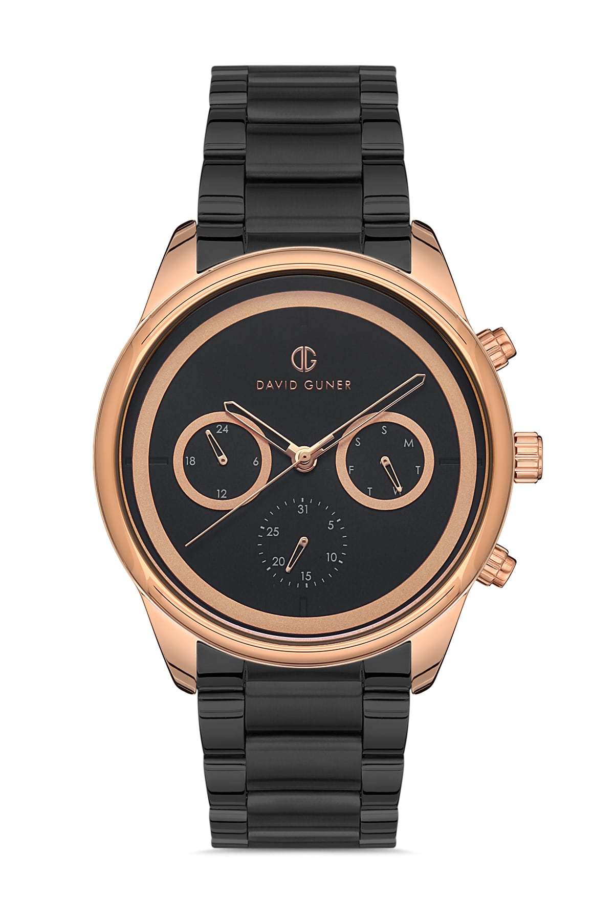 Davıd Guner Black Dial Multi-Function Men's Watch