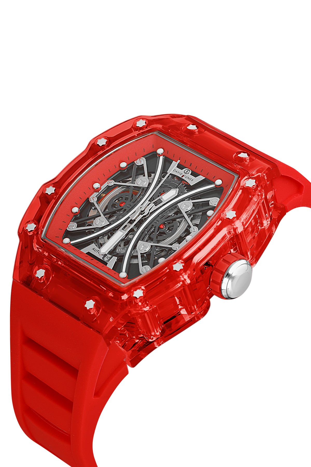 DAVID GUNER Siyah Kadranlı Otomatik Kırmızı Polikarbon Kordon Erkek Kol Saati - DG-8628GD-ZP2