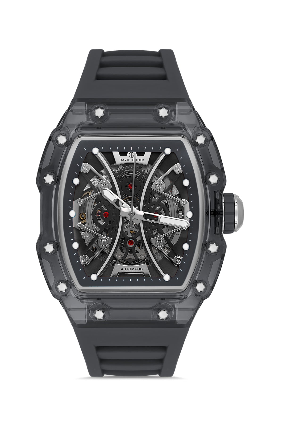 DAVID GUNER Siyah Kadranlı Otomatik Siyah Polikarbon Kordon Erkek Kol Saati - DG-8628GD-G2