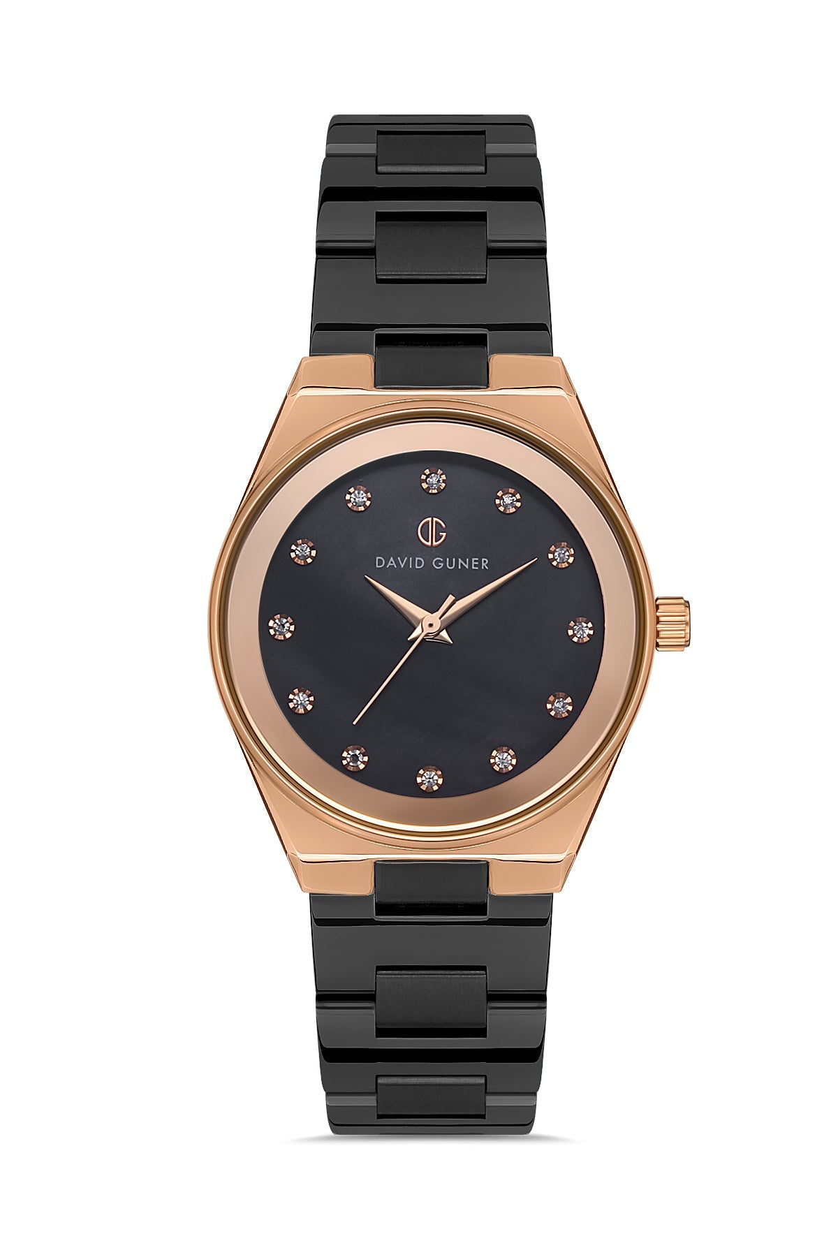 DAVID GUNER Black Dial Rose Black Coating Women's Watch