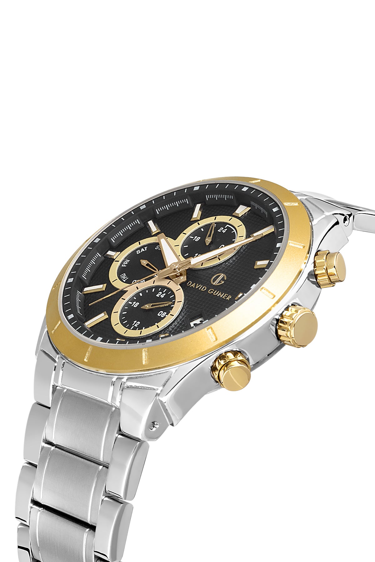 DAVID GUNER Siyah Kadranlı Sarı-Beyaz Kaplamalı Erkek Kol Saati - DG-8645GA-D2