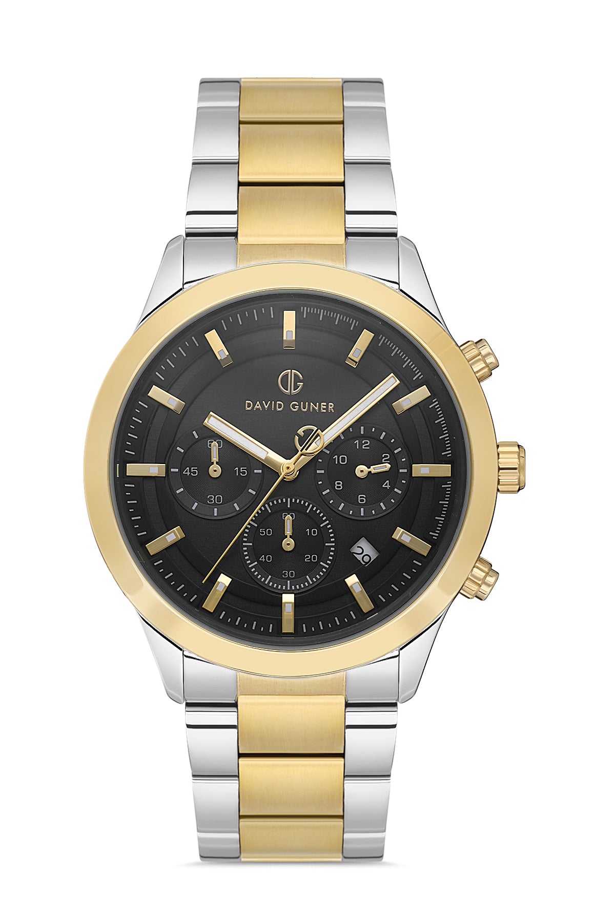 DAVID GUNER Siyah Kadranlı Sarı Beyaz Kaplamalı Erkek Kol Saati - DG-8673GA-D2