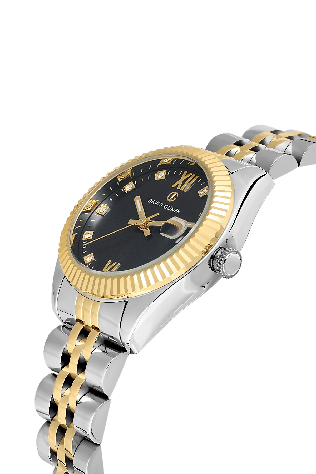DAVID GUNER Siyah Kadranlı Sarı Beyaz Kaplamalı Kadın Kol Saati - DG-8630LA-D2