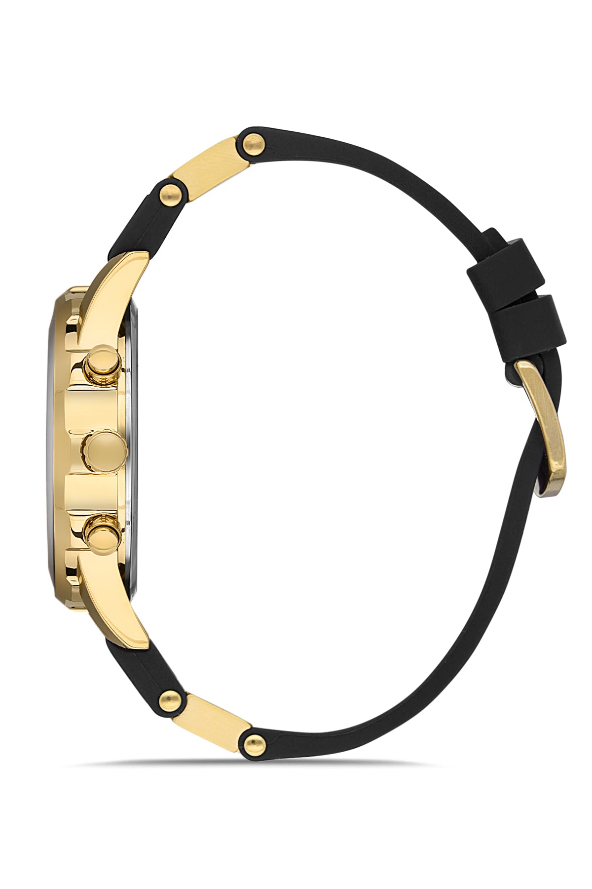 DAVID GUNER Siyah Kadranlı Sarı Detaylı Siyah Silikon Kayışlı Erkek Kol Saati - DG-8456GD-N2