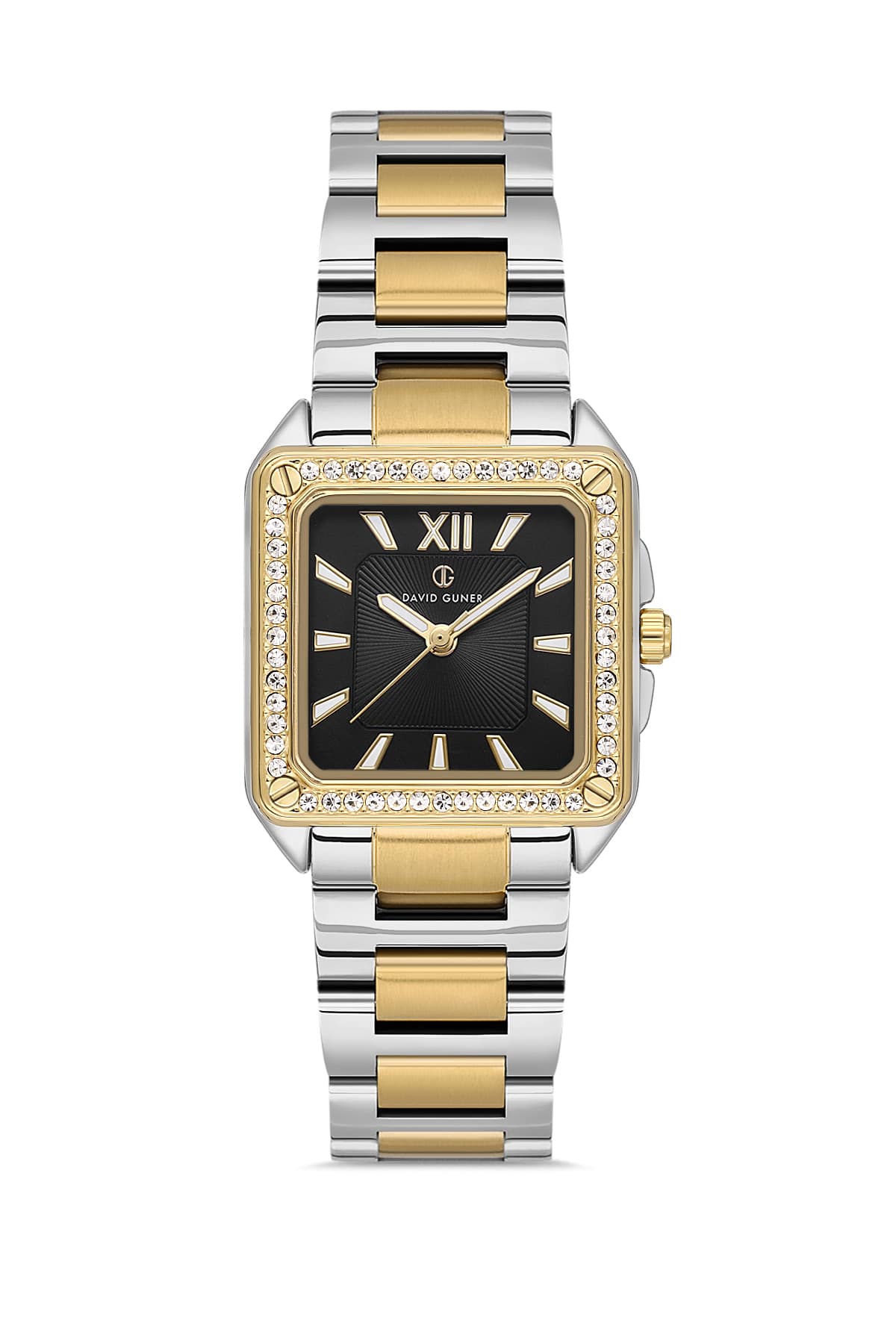 DAVID GUNER Siyah Kadranlı Sarı Gümüş Kaplamalı Taşlı Kadın Kol Saati - DG-8669LA-D2