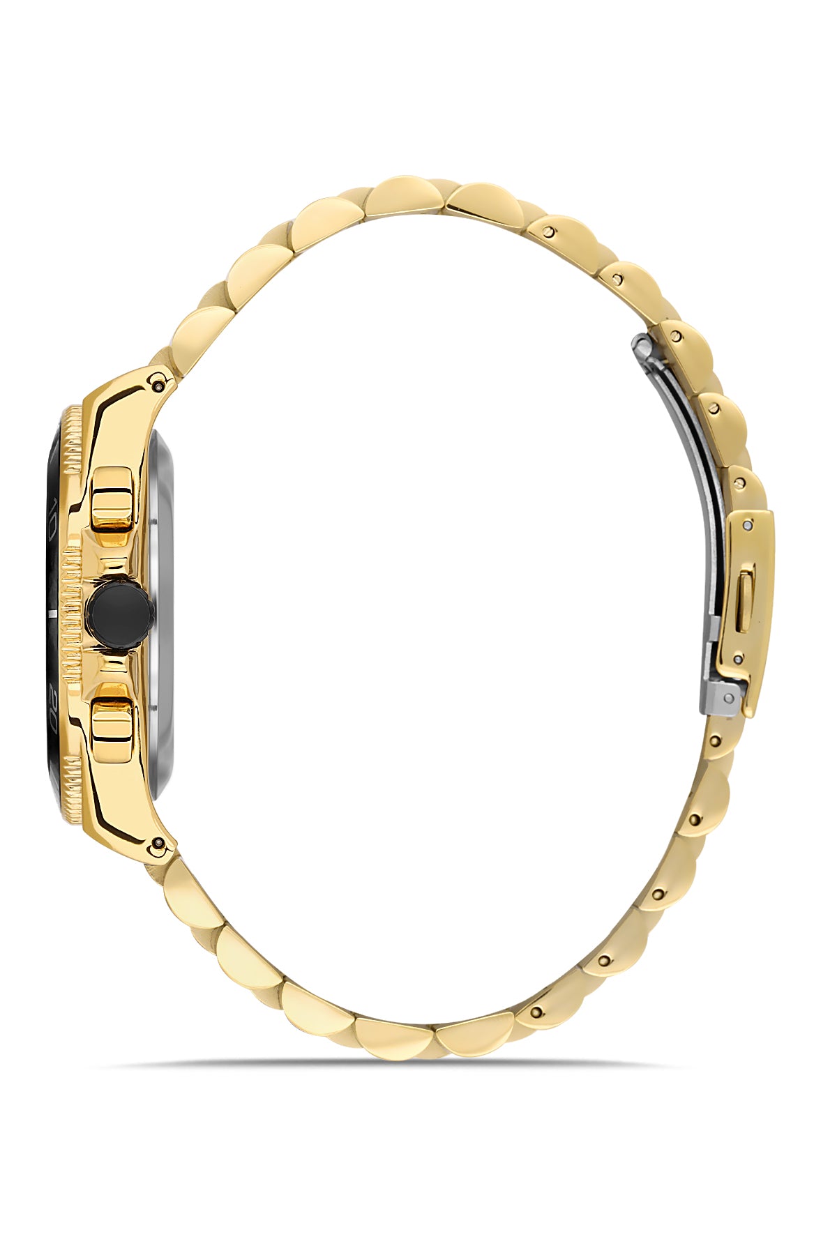 DAVID GUNER Siyah Kadranlı Sarı Kaplamalı Multifonksiyonlu Erkek Kol Saati - DG-8654GA-B2