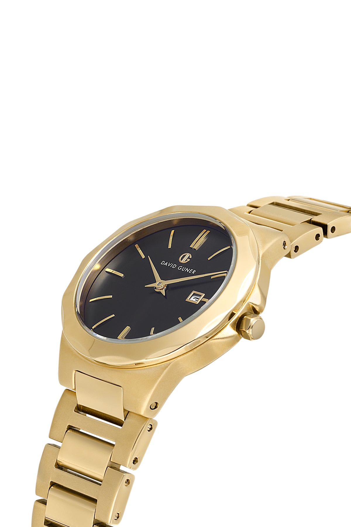 DAVID GUNER Women's Watch with Black Dial and Yellow Coated Calendar