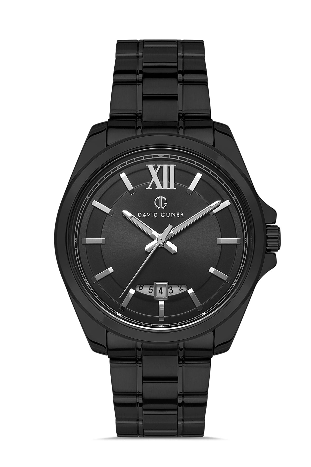 DAVID GUNER Men's Watch with Black Dial and Black Coating Calendar