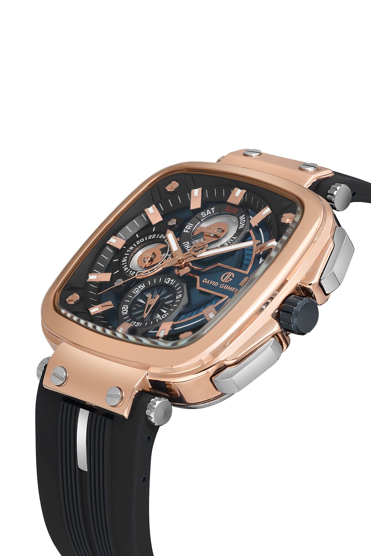 DAVID GUNER Siyah Kadranlı Siyah Kayışlı Kare Erkek Kol Saati - DG-8500GD-R2