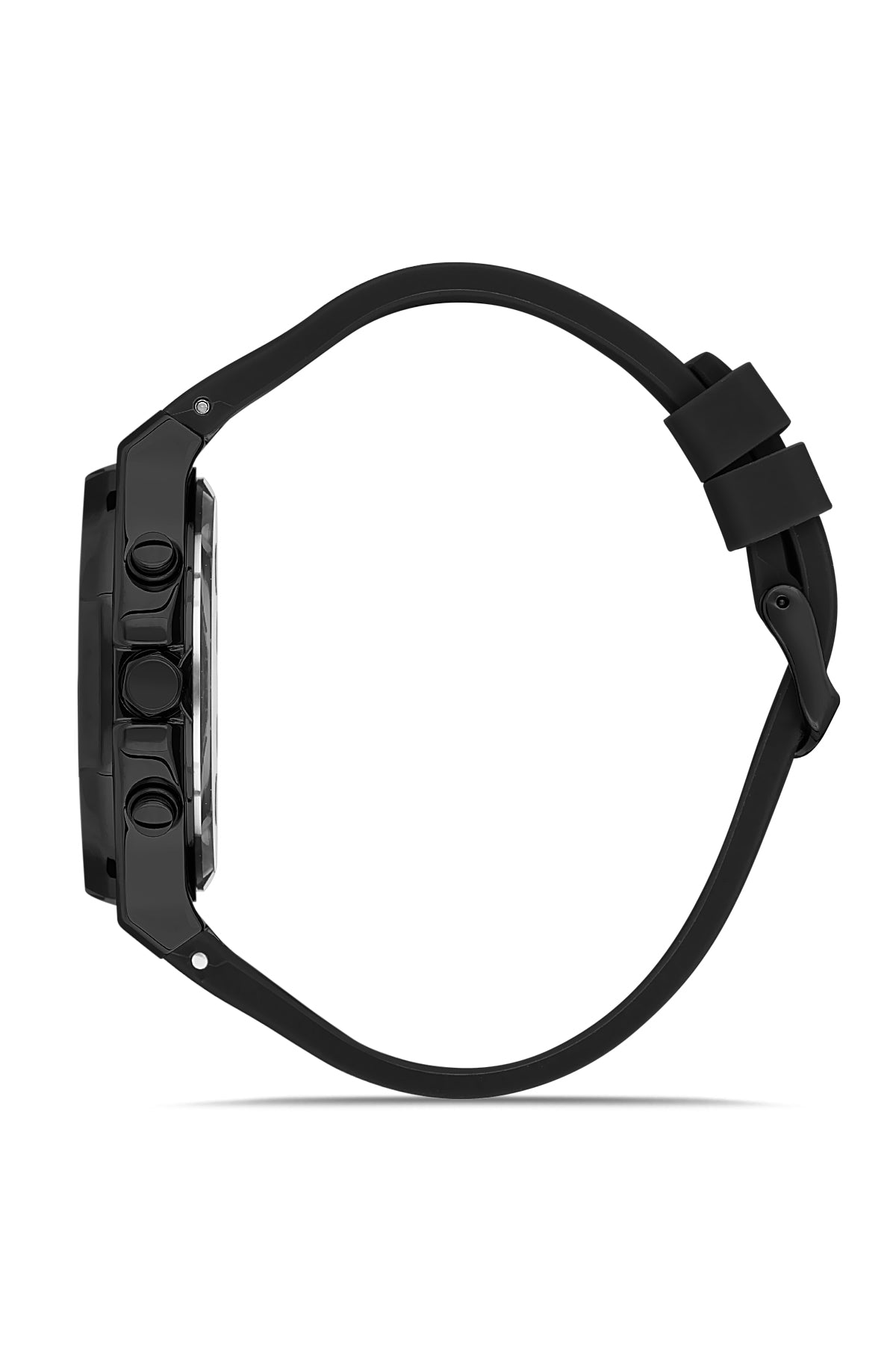 DAVID GUNER Men's Watch with Black Dial and Black Silicone Band