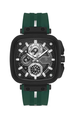 DAVID GUNER Siyah Kadranlı Yeşil Kayışlı Kare Erkek Kol Saati - DG-8500GD-ZF10