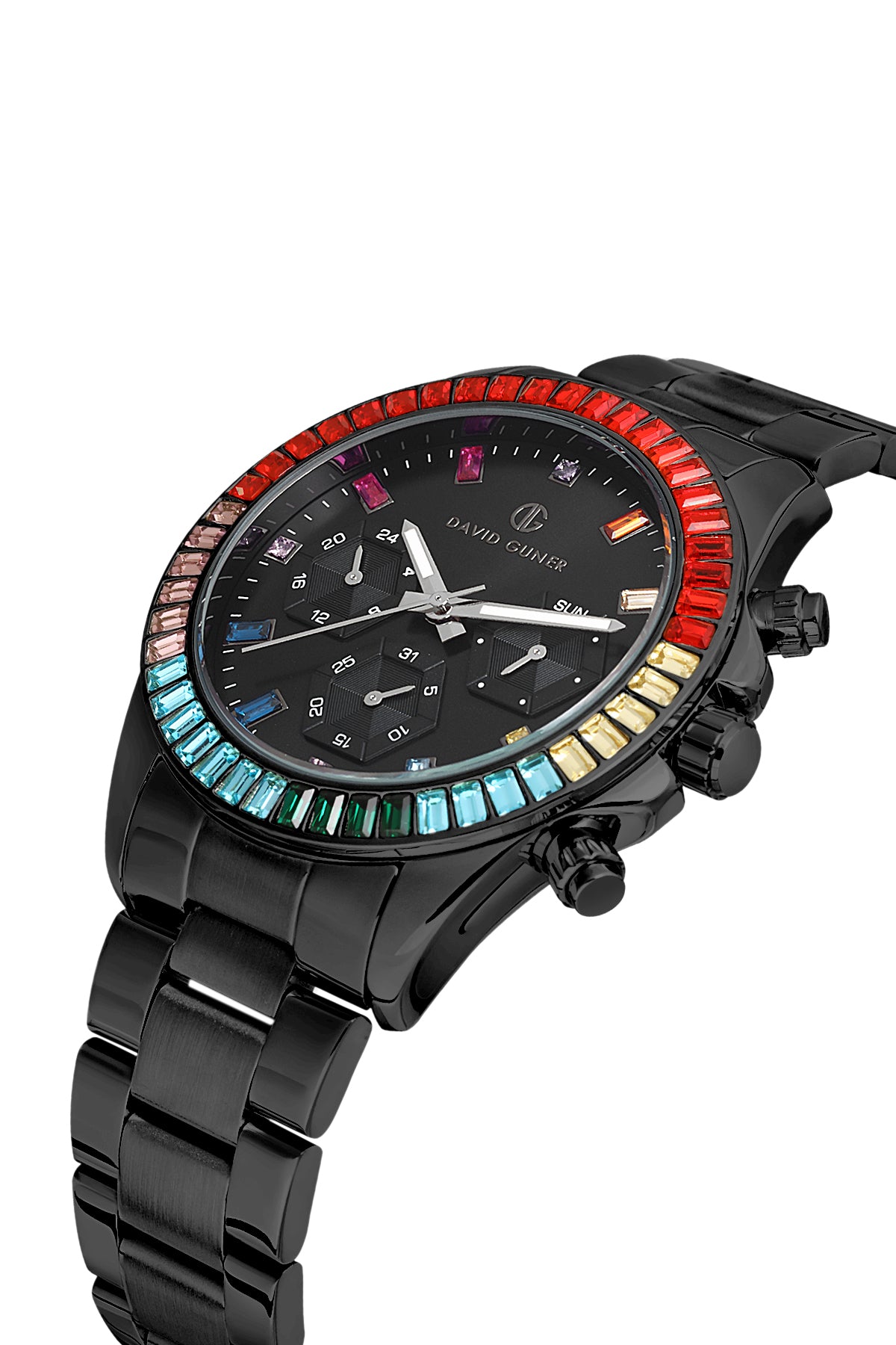 DAVID GUNER Siyah Kaplama Siyah Kadranlı Multi Fonksiyon Paslanmaz Masif Çelik Uniseks Kol Saati - DG-8678GA-G2