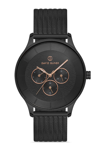 DAVID GUNER SİYAH KAPLAMALI SİYAH KADRANLI ERKEK KOL SAATİ - DG-8246GC-G2E