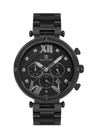 DAVID GUNER SİYAH KAPLAMALI SİYAH KADRANLI ERKEK KOL SAATİ - DG-8273GA-G2