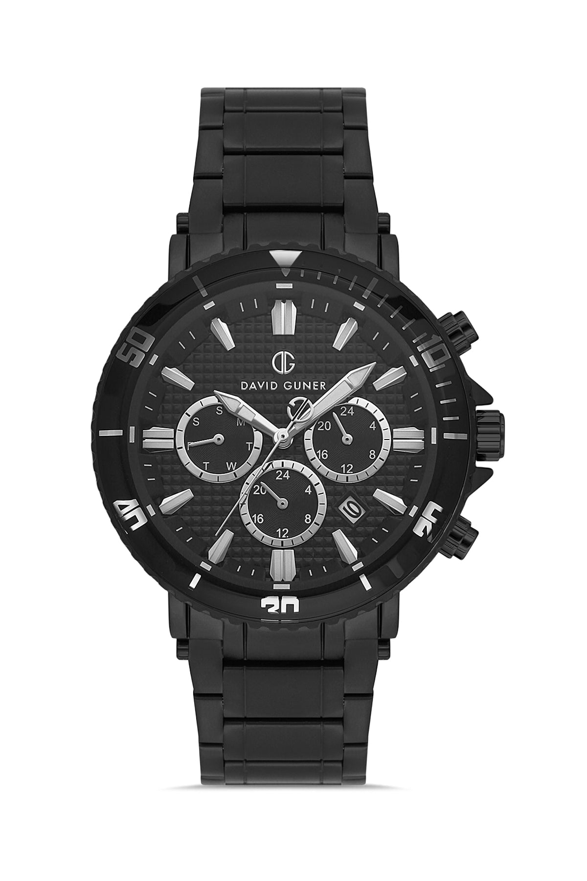 DAVID GUNER Black Dial and Black Coated Multifunctional Men's Watch
