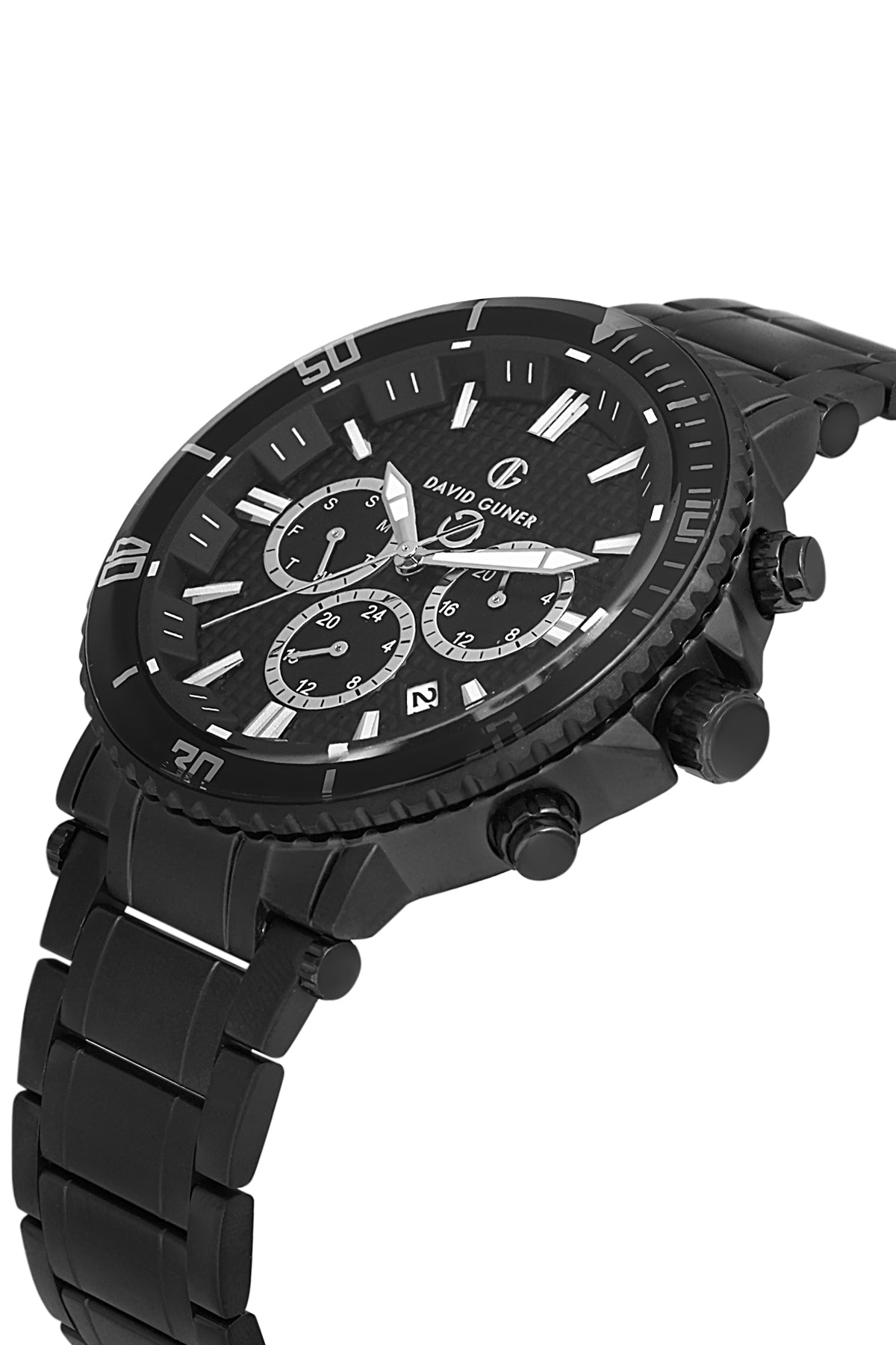 DAVID GUNER Black Dial and Black Coated Multifunctional Men's Watch
