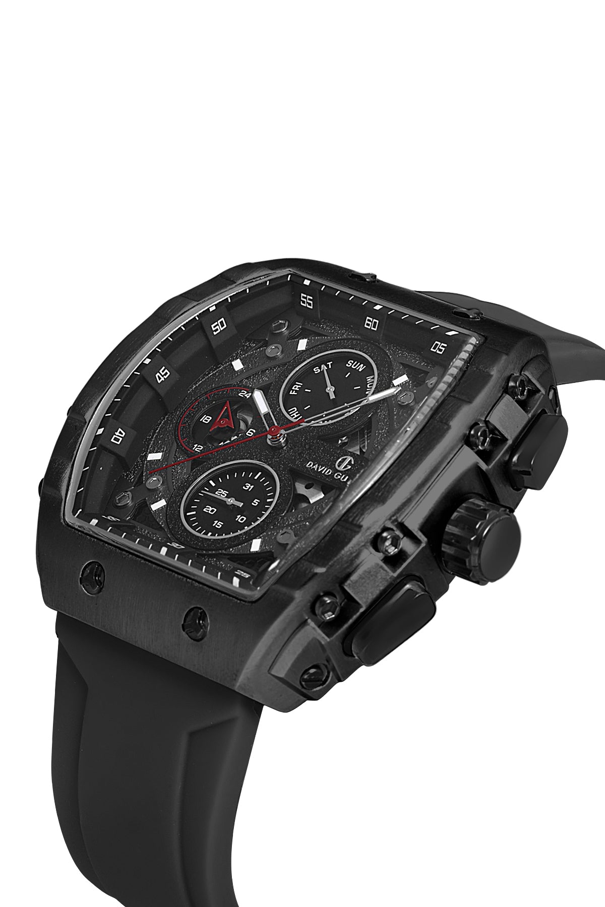 DAVID GUNER Siyah Kadranlı ve Siyah Kayışlı Multi Fonksiyonlu Erkek Kol Saati