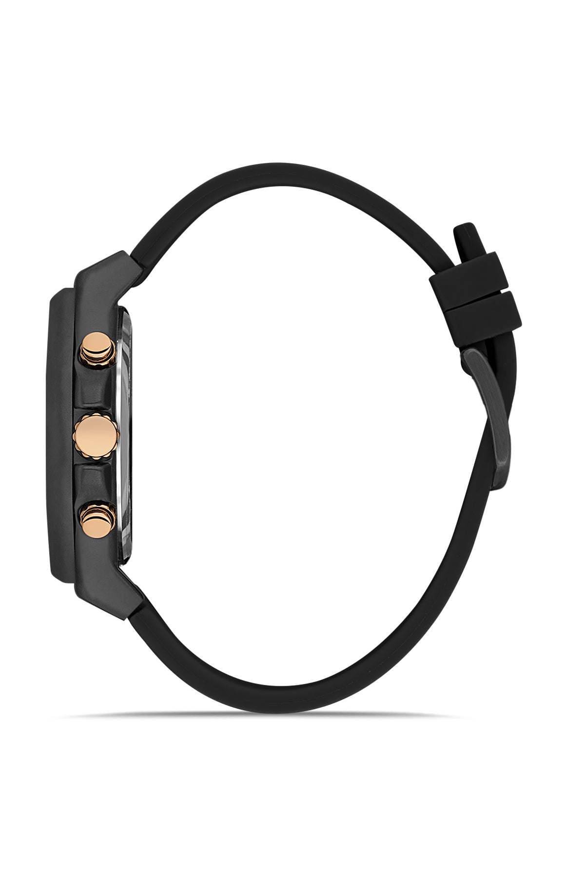 DAVID GUNER Siyah Kaplamalı Siyah Silikon Kordonlu Multifonksiyonlu Erkek Kol Saati