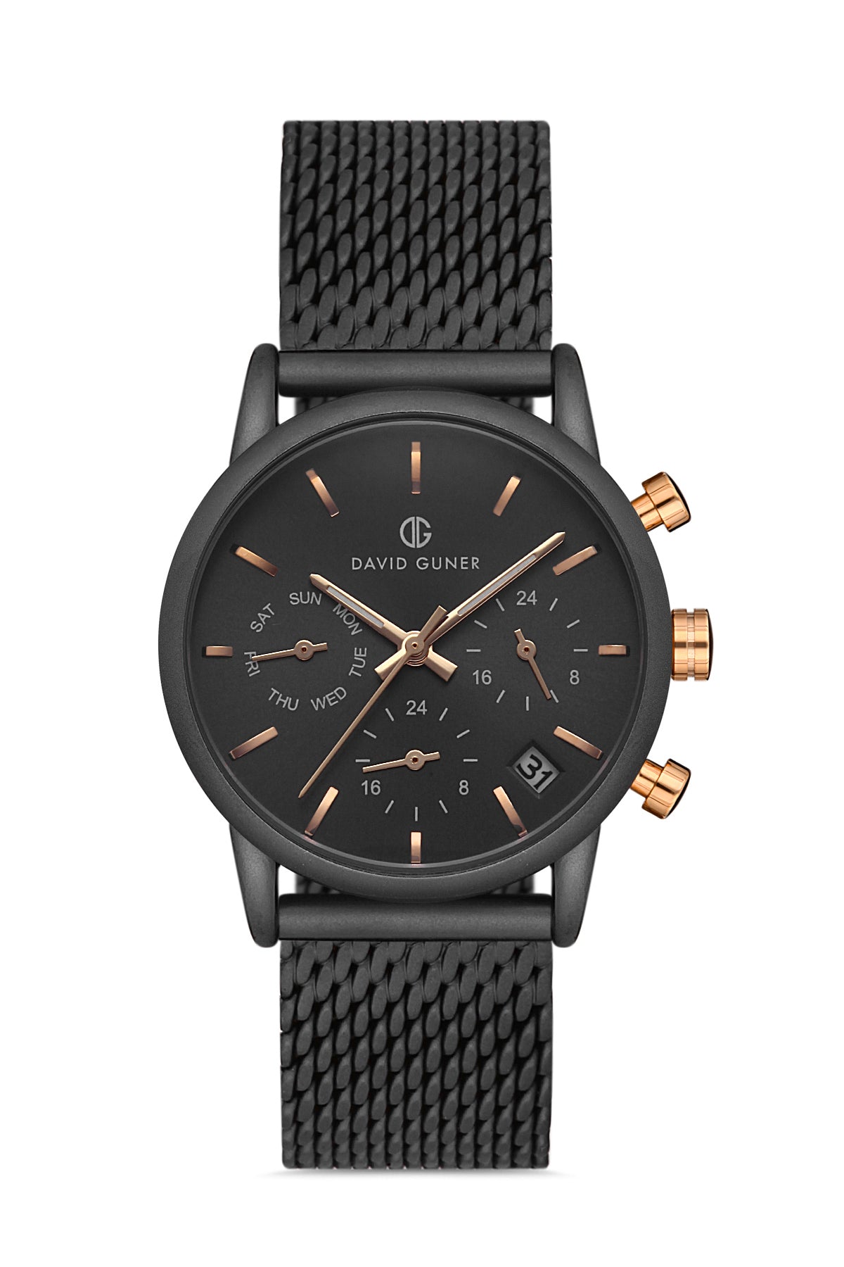 DAVID GUNER SİYAH KAPLAMALI SİYAH KADRANLI KADIN KOL SAATİ - DG-8322LC-G2E