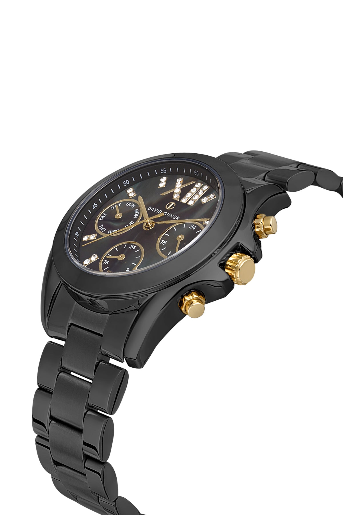 DAVID GUNER Siyah Kaplama Mor Kadranlı Paslanmaz Masif Çelik Kadın Kol Saati - DG-8650LA-G2