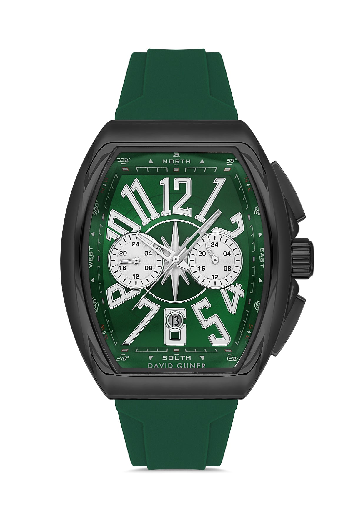 DAVID GUNER Siyah Kaplama Yeşil Kadranlı Multi Fonksiyonlu Erkek Kol Saati