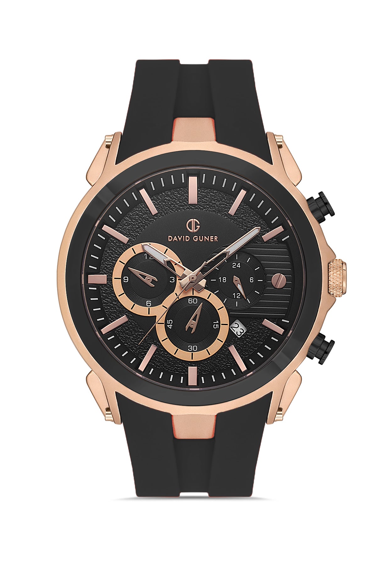 DAVID GUNER Siyah Silikon Kordonlu Erkek Kol Saati - DG-8655GD-R2