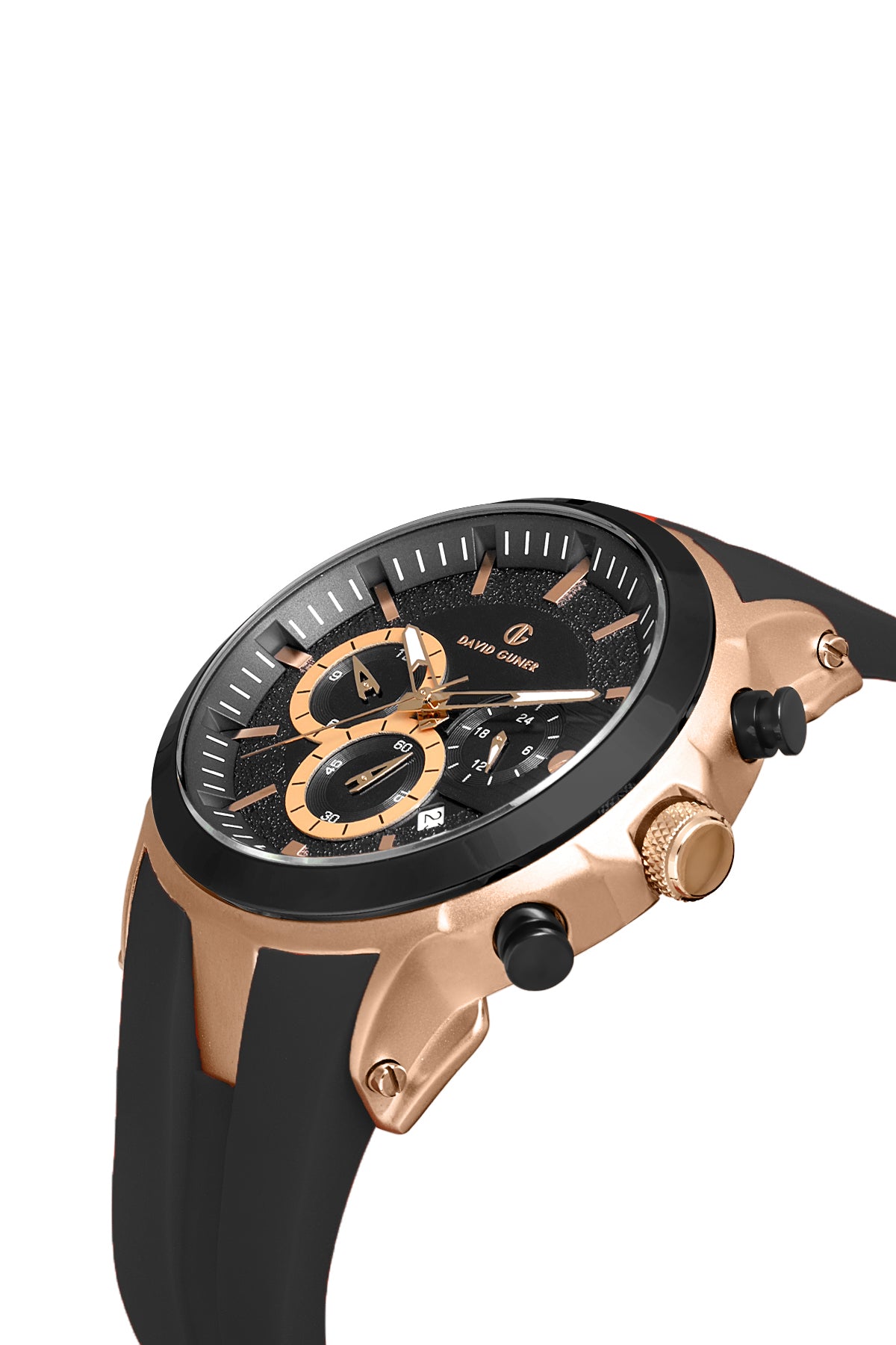 DAVID GUNER Siyah Silikon Kordonlu Erkek Kol Saati - DG-8655GD-R2