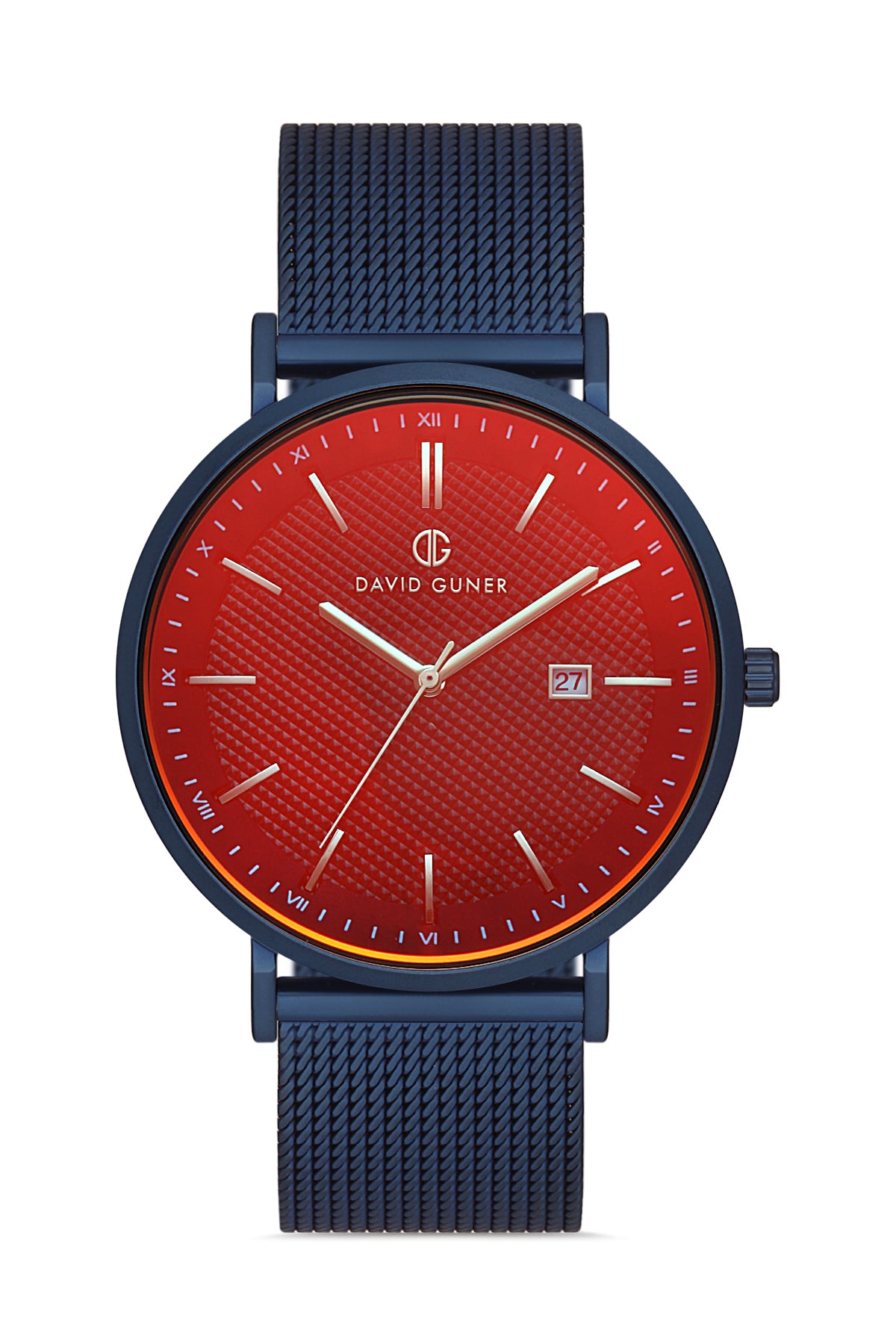 Davıd Guner Men's Watch with Calendar and Steel Knitted Band