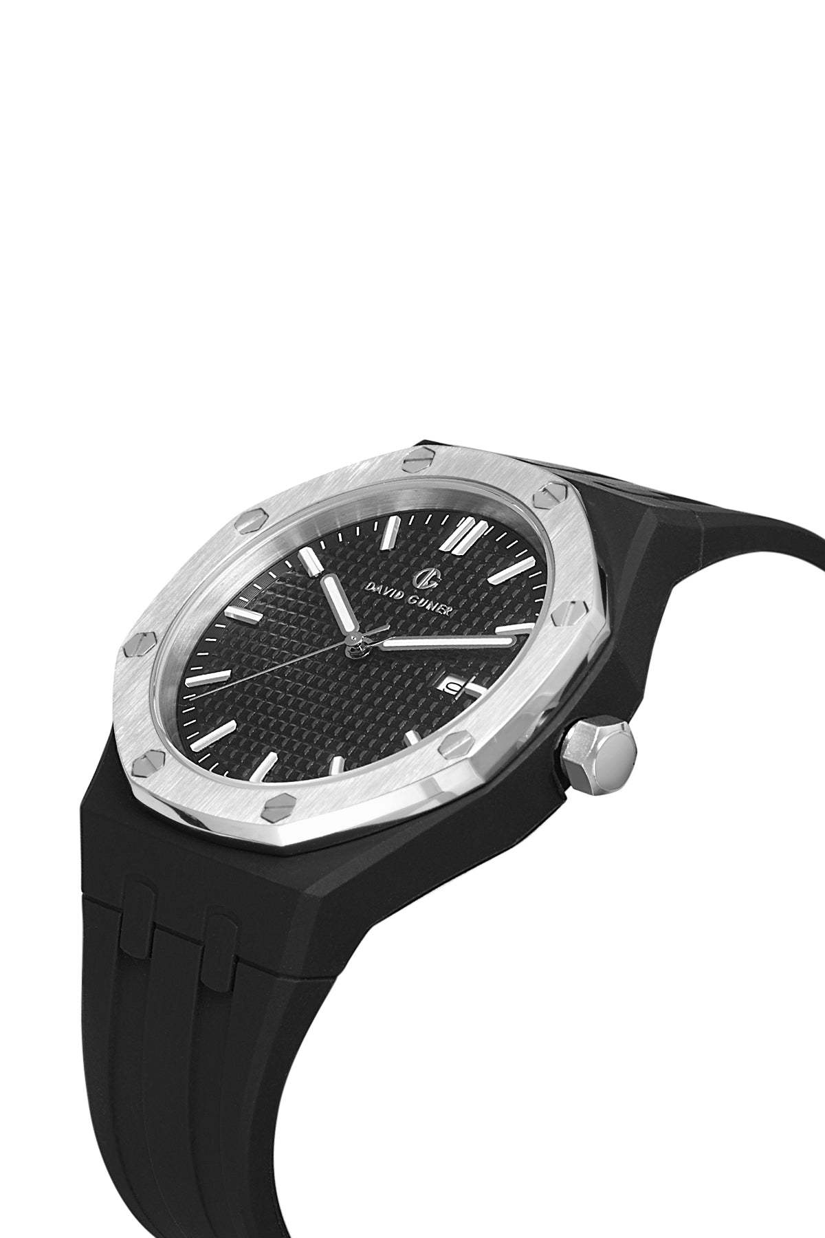 DAVID GUNER Takvimli Polikarbon Siyah Kaplamalı Siyah Silikon Kordonlu Erkek Kol Saati - DG-8631GD-J2