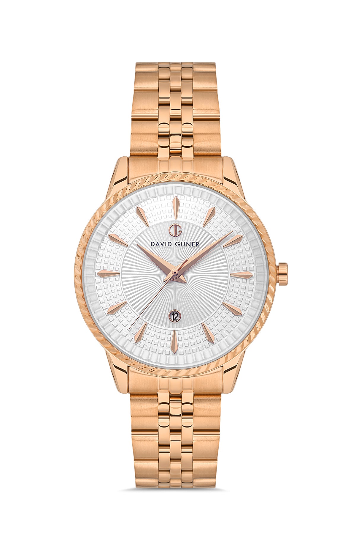 DAVID GUNER Takvimli Rose Kaplamalı Gümüş Kadranlı Kadın Kol Saati - DG-8680LA-C1