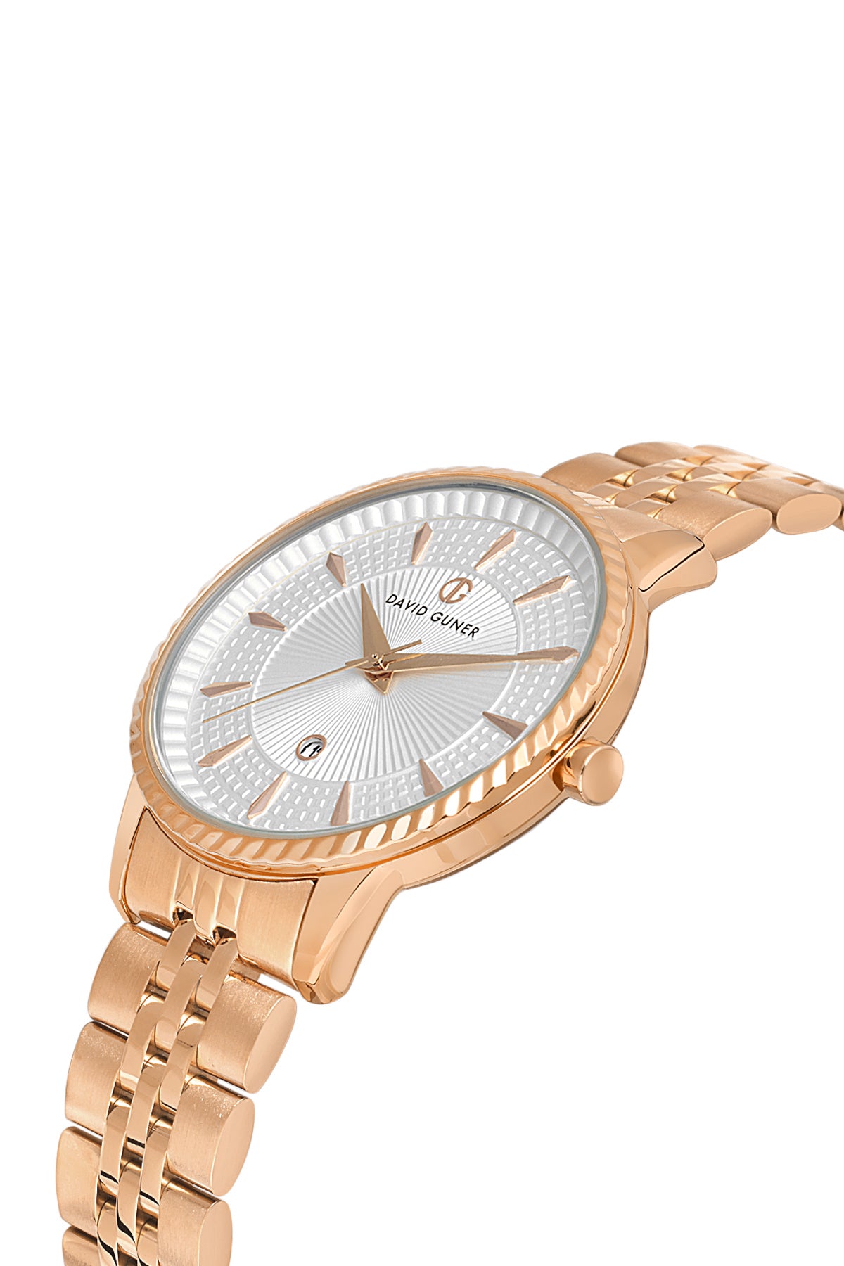 DAVID GUNER Takvimli Rose Kaplamalı Gümüş Kadranlı Kadın Kol Saati - DG-8680LA-C1