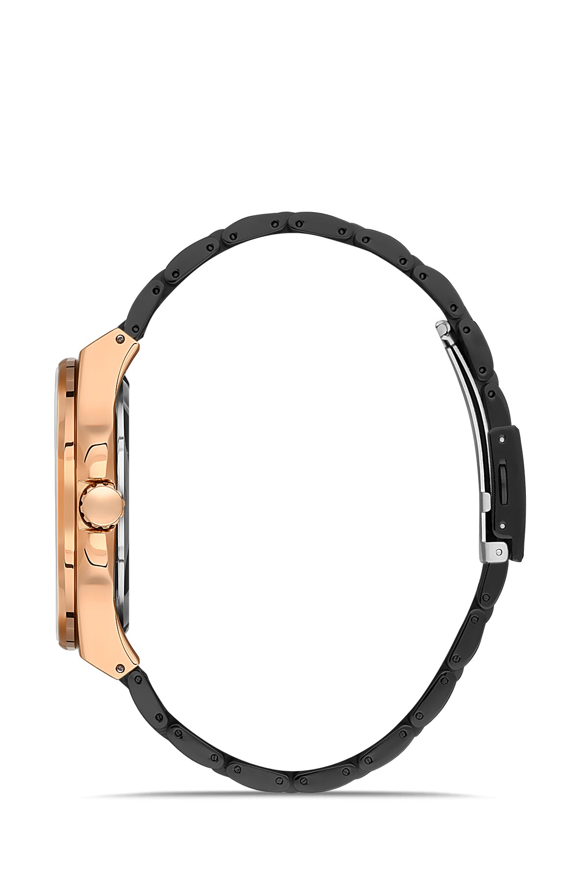 DAVID GUNER Calendar Rose Coated Black Band Men's Watch