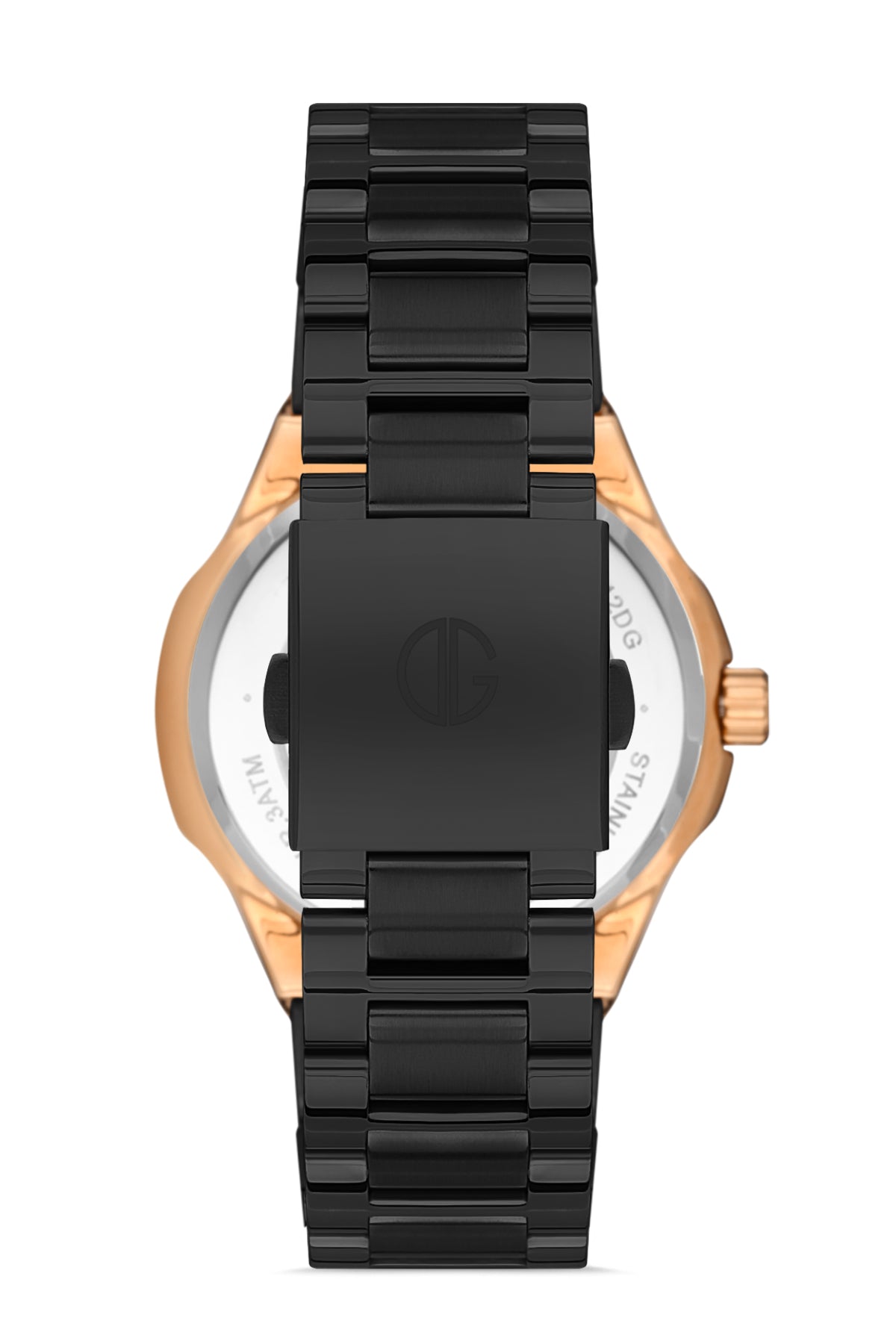 DAVID GUNER Calendar Rose Coated Black Band Men's Watch