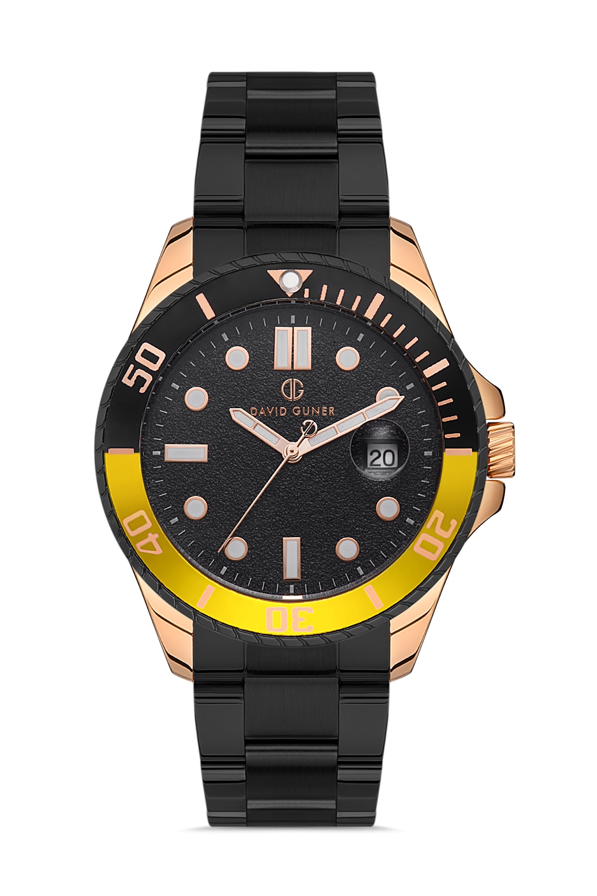 Davıd Guner Calendar Rose Black Coated Men's Watch