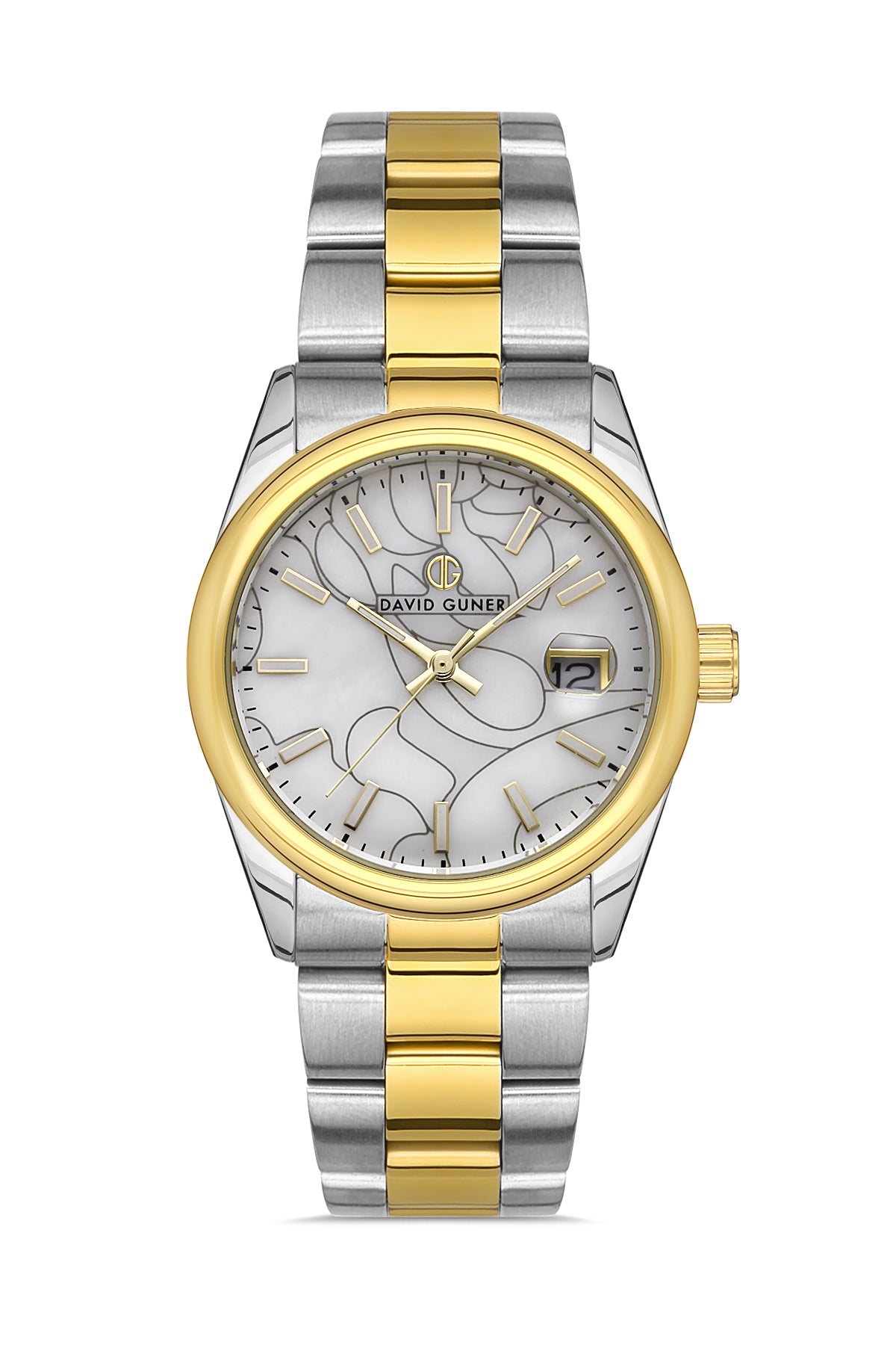 DAVID GUNER Yellow and White Coated Women's Watch with Calendar