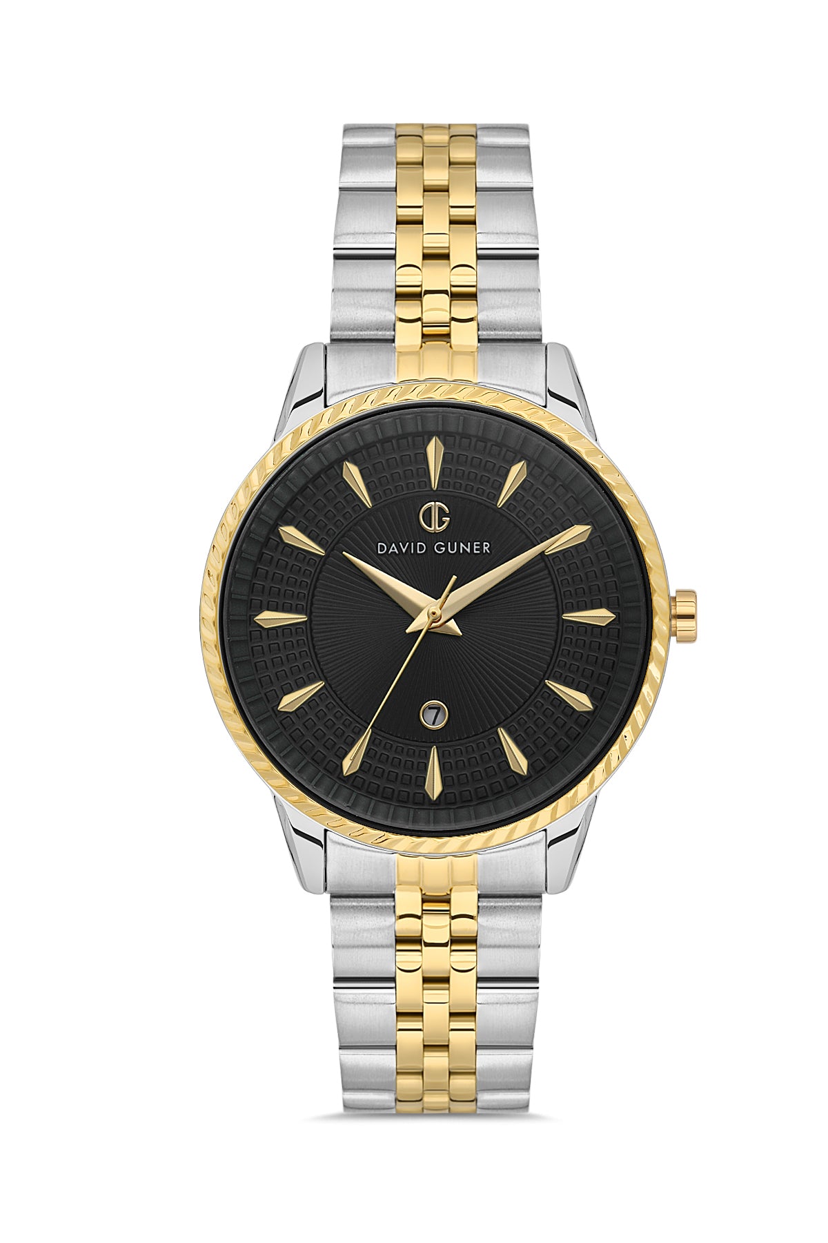 DAVID GUNER Takvimli Sarı Gümüş Kaplamalı Siyah Kadranlı Kadın Kol Saati - DG-8680LA-D2