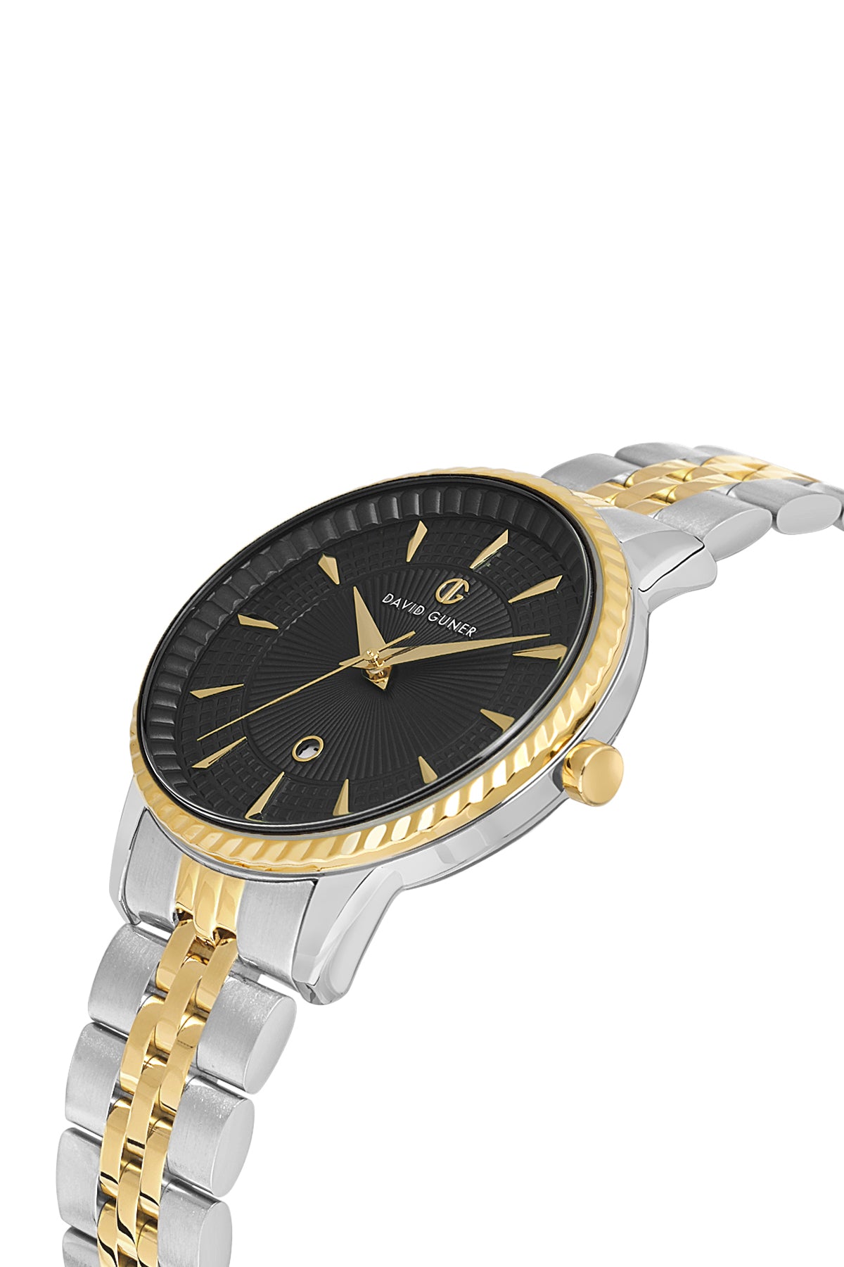 DAVID GUNER Takvimli Sarı Gümüş Kaplamalı Siyah Kadranlı Kadın Kol Saati - DG-8680LA-D2